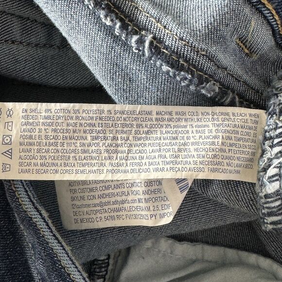 Forever 21 SZ 29 Jean Shorts Floral Embroidery Distressed Frayed Mid-Rise Blue - Picture 7 of 7